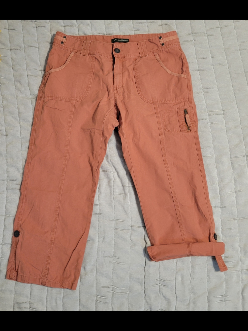 Eddie Bauer Blakely Cropped Cargo Capri Utility Pants Terracotta
